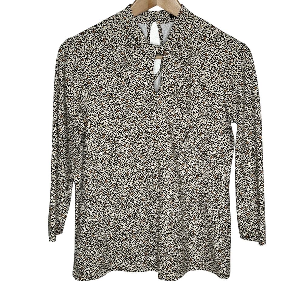 J. McLaughlin Womens Catalina Cloth Maybelle Twist Neck Top XS Cream Neutral Dot